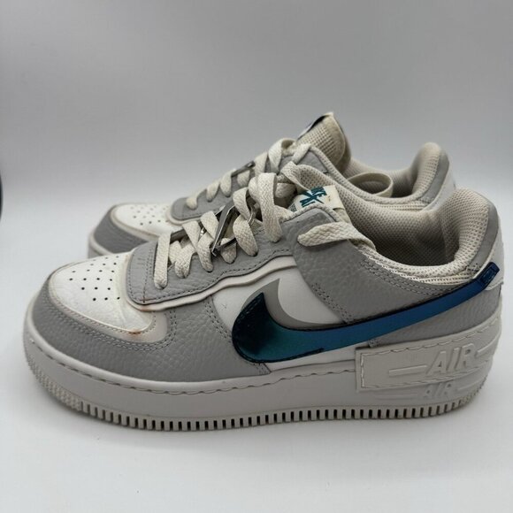 Nike Air Force 1 Shadow Low Womens Size 7 White Spruce Green Gray DR7856-100 - Picture 2 of 14
